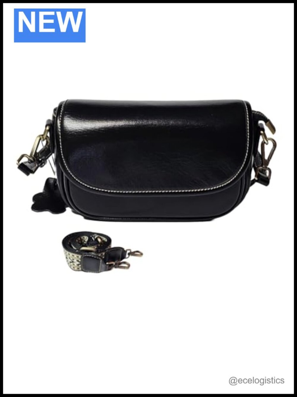 Genuine Cow Leather Crossbody Bag with Two Adjustable Shoulder Straps